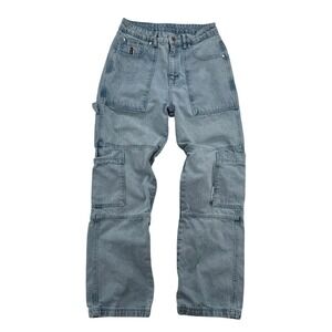 Ragged Jeans Cargo Pants Women Size 30 Light Blue Fair Wide Leg Utility Denim